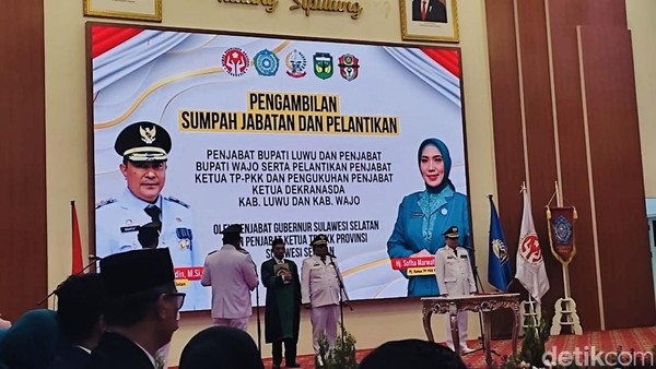 Pj Gubernur Sulsel Bahtiar Lantik Pj Bupati Wajo dan Luwu
