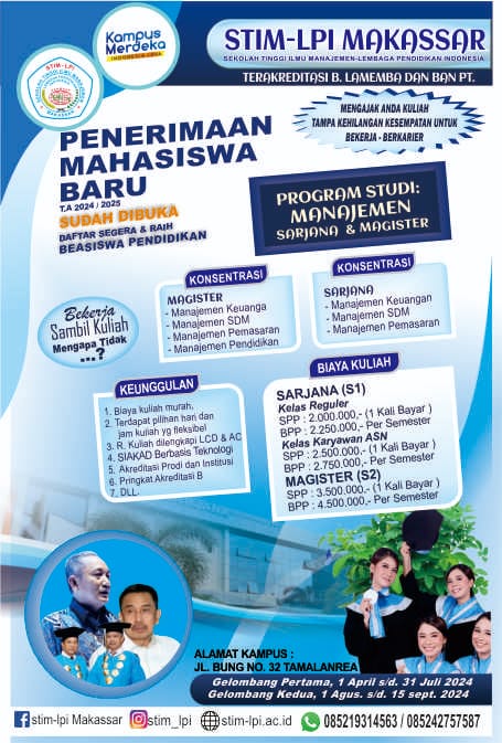 Pendaftaran Mahasiswa Baru TA. 2024/2025 STIM-LPI Makassar Telah Dibuka