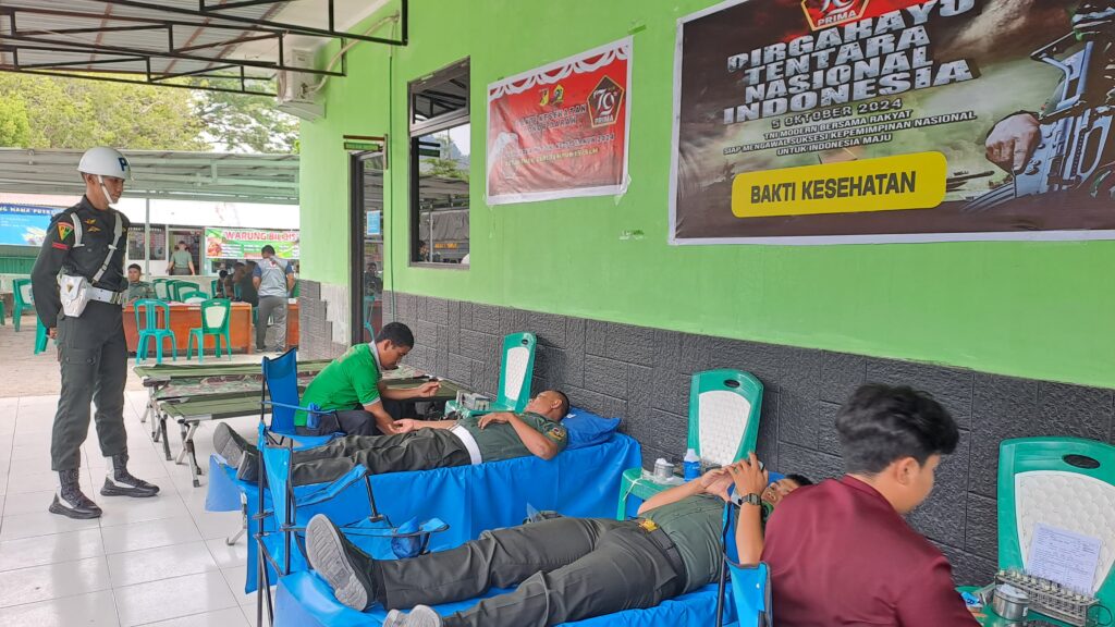 Semarak HUT TNI ke- 79: Kodim 1307/Poso Gelar Bakti Kesehatan Donor Darah