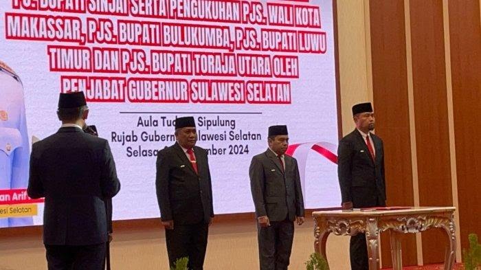 Pj Gubernur Sulsel Lantik 4 Pjs Kepala Daerah, Arwin Azis Gantikan Danny