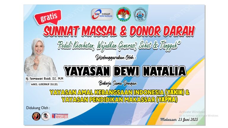 Wagub Fatmawati Akan Hadiri Sunatan Massal dan Donor Darah yang Digelar Yayasan Dewi Natalia