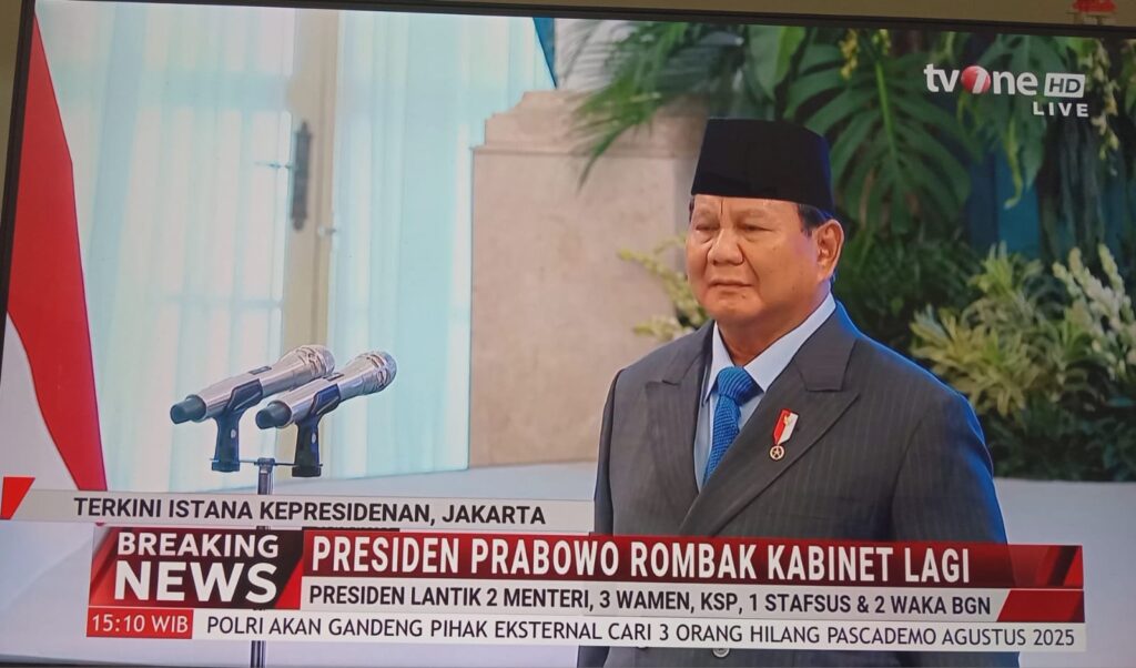 Presiden Prabowo Kembali Ganti Sejumlah Menteri Kabinet Merah Putih