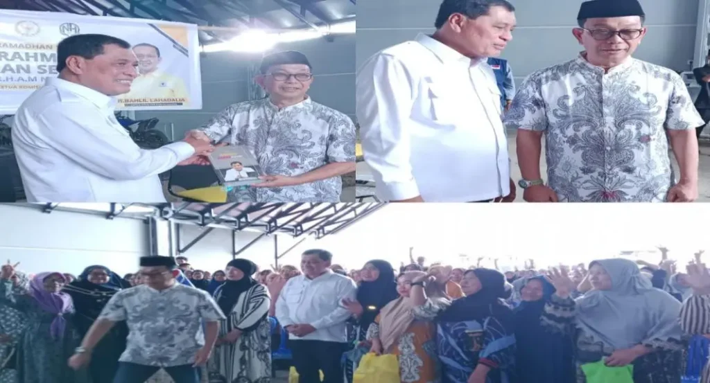Bupati Soppeng Suwardi Haseng dan Anggota DPR RI Nurdin Halid Duduk Bersama di Acara Safari Ramadhan