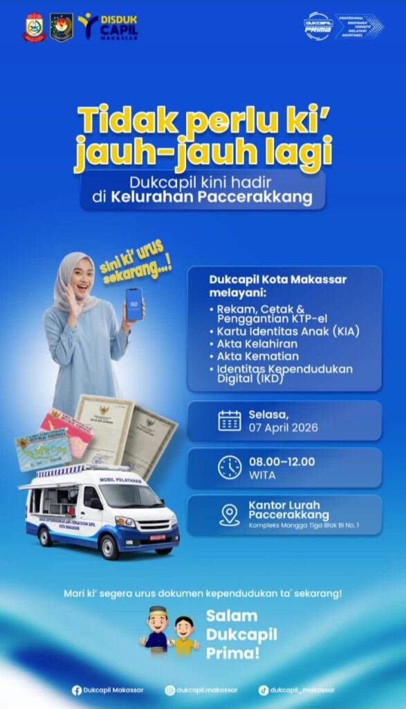 Tingkatkan Kualitas Layanan, Disdukcapil Hadir di Kelurahan Paccerakkang